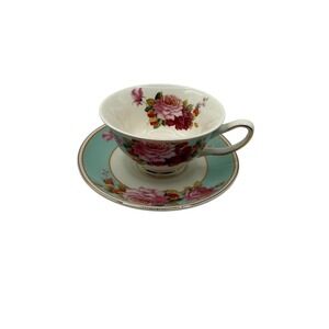 Grace Teaware Fine Porcelain Floral Rose Tea Cup‎ and Saucer Set, Elegant Design
